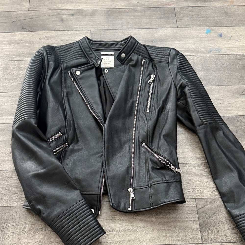 ZARA Black Leather Biker Jacket